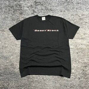 Vintage Ghost Rider T Shirt Mens Large Black Hanes‎ Y2K 2000s Movie Promo
